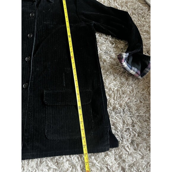 Vintage Women’s Lands End Black Corduroy Blazer Jacket With Flannel Accents - Picture 4 of 8